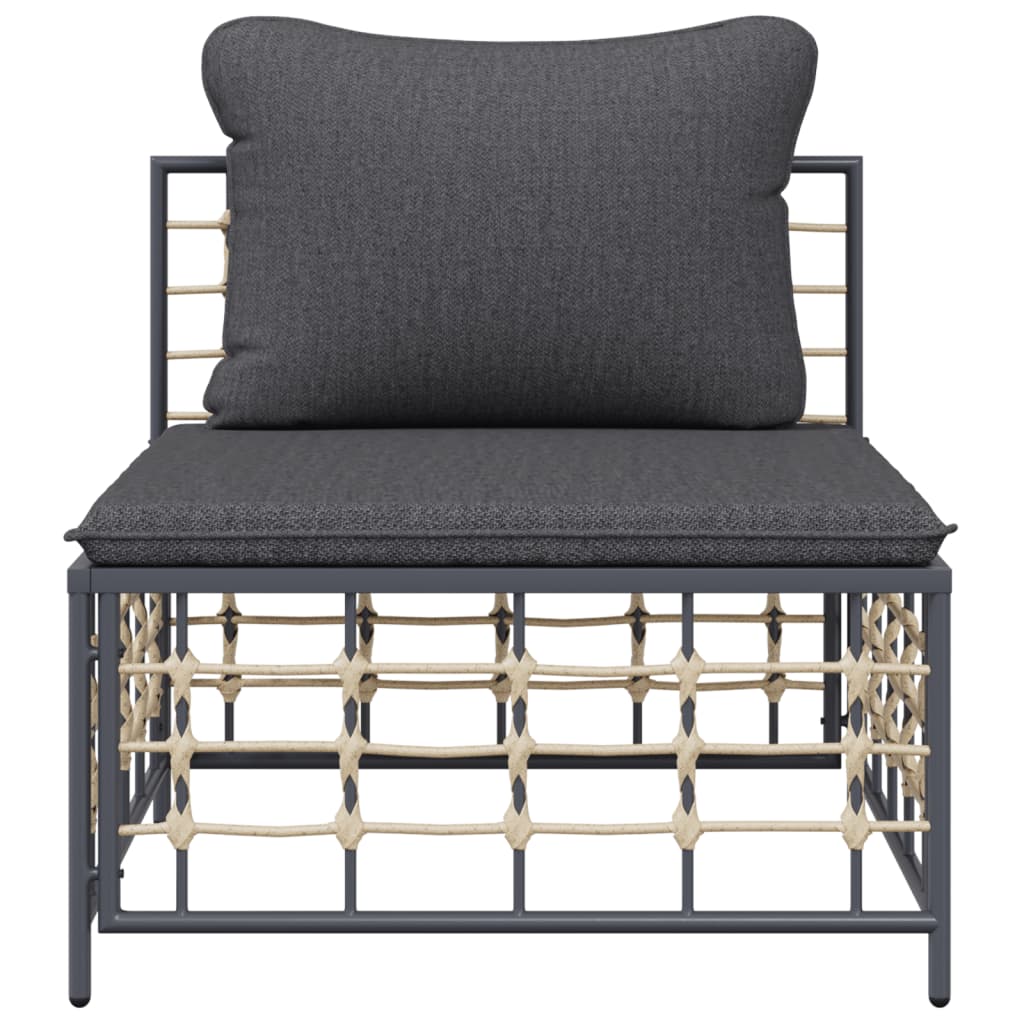 Divano Centrale da Giardino con Cuscini Polyrattan Grigio Scuro | homemem39