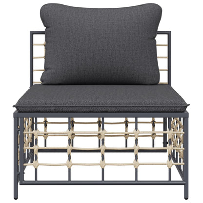 Divano Centrale da Giardino con Cuscini Polyrattan Grigio Scuro | homemem39