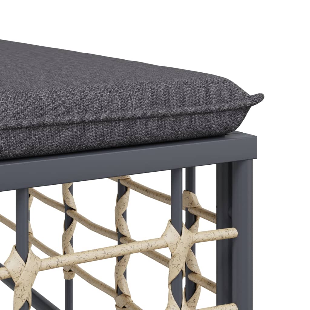 Divano Centrale da Giardino con Cuscini Polyrattan Grigio Scuro | homemem39