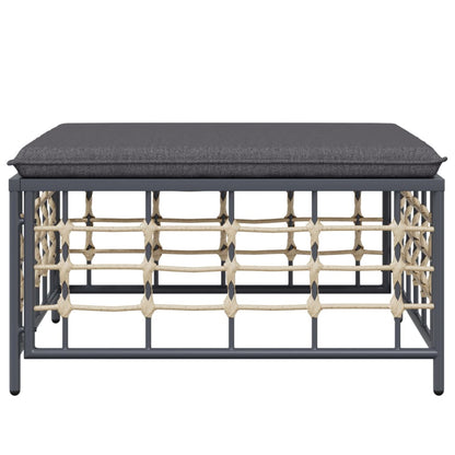 Poggiapiedi da Giardino con Cuscino in Polyrattan Grigio Scuro | homemem39