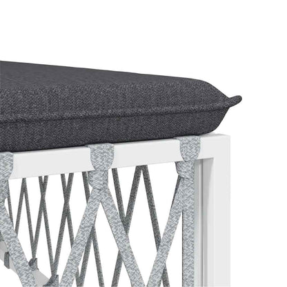 Poggiapiedi da Giardino con Cuscino Bianco Tessuto Intrecciato | homemem39