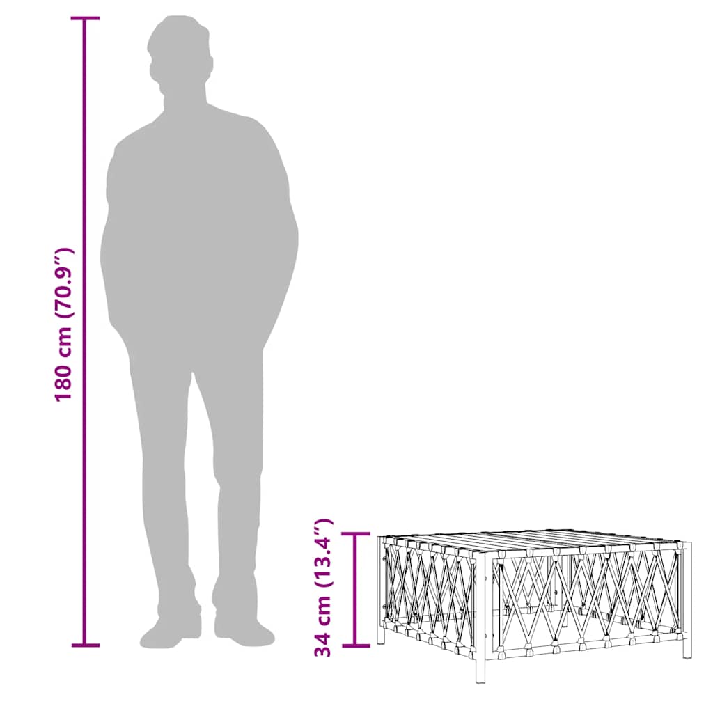 Tavolo da Giardino Bianco 70x70x34 cm in Tessuto Intrecciato - homemem39