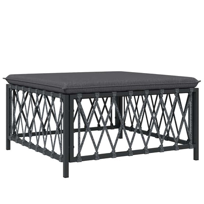 Poggiapiedi Giardino con Cuscino Antracite Tessuto Intrecciato | homemem39