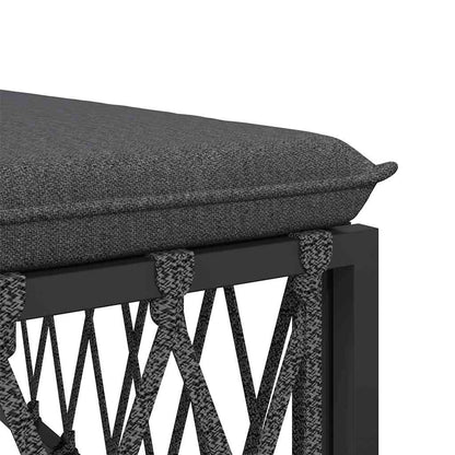 Poggiapiedi Giardino con Cuscino Antracite Tessuto Intrecciato | homemem39