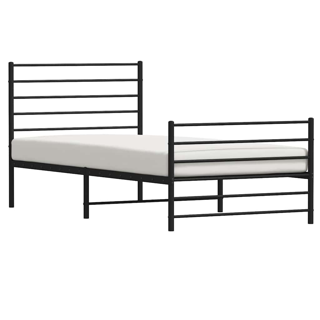 Giroletto con Testiera e Pediera Metallo Nero 80x200 cm | homemem39