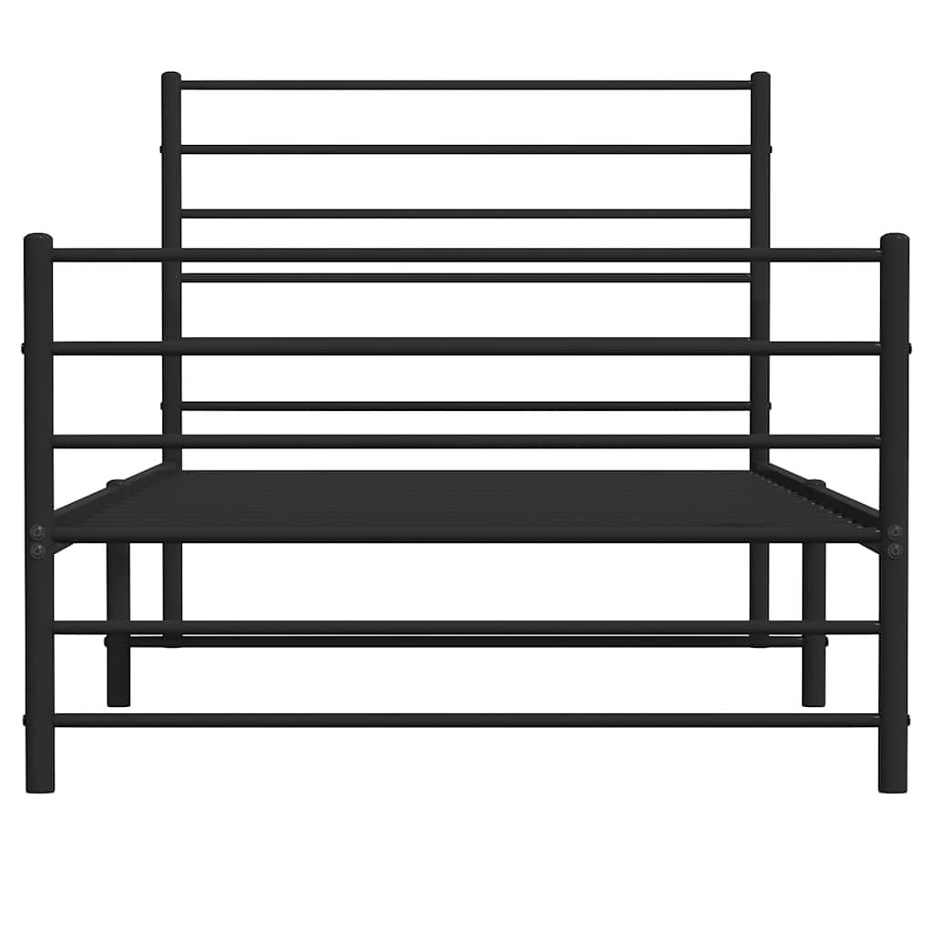 Giroletto con Testiera e Pediera Metallo Nero 80x200 cm | homemem39