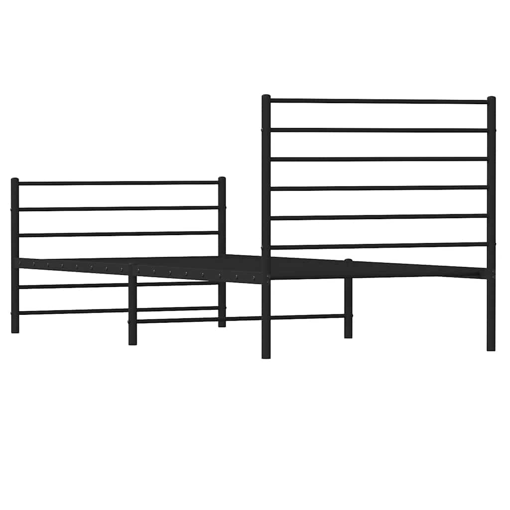 Giroletto con Testiera e Pediera Metallo Nero 80x200 cm | homemem39