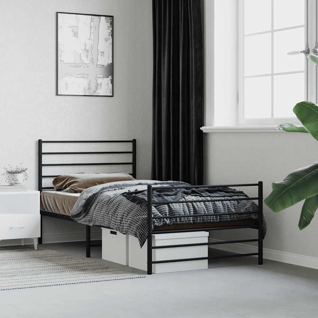 Giroletto con Testiera e Pediera Metallo Nero 80x200 cm | homemem39