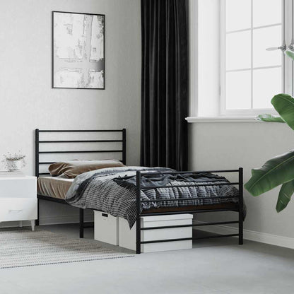 Giroletto con Testiera e Pediera Metallo Nero 80x200 cm | homemem39