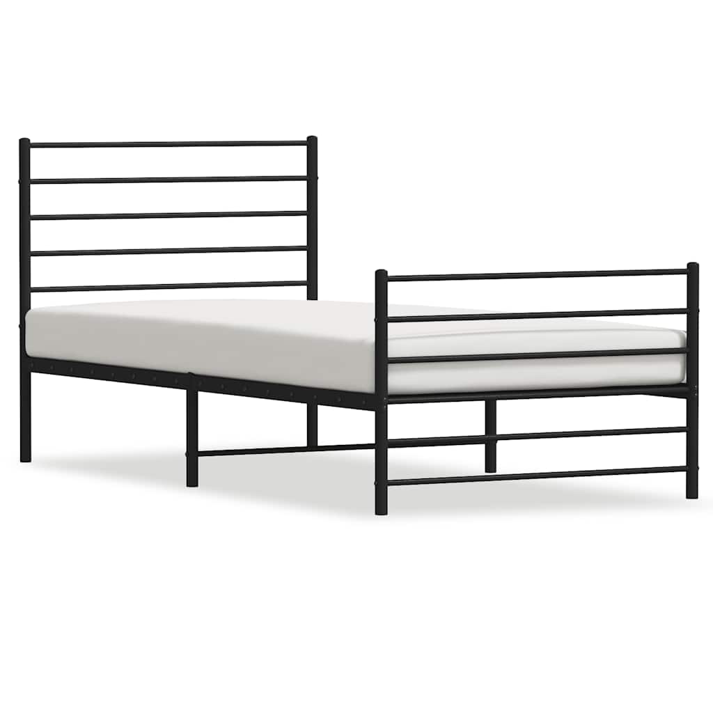 Giroletto con Testiera e Pediera Metallo Nero 90x200 cm | homemem39