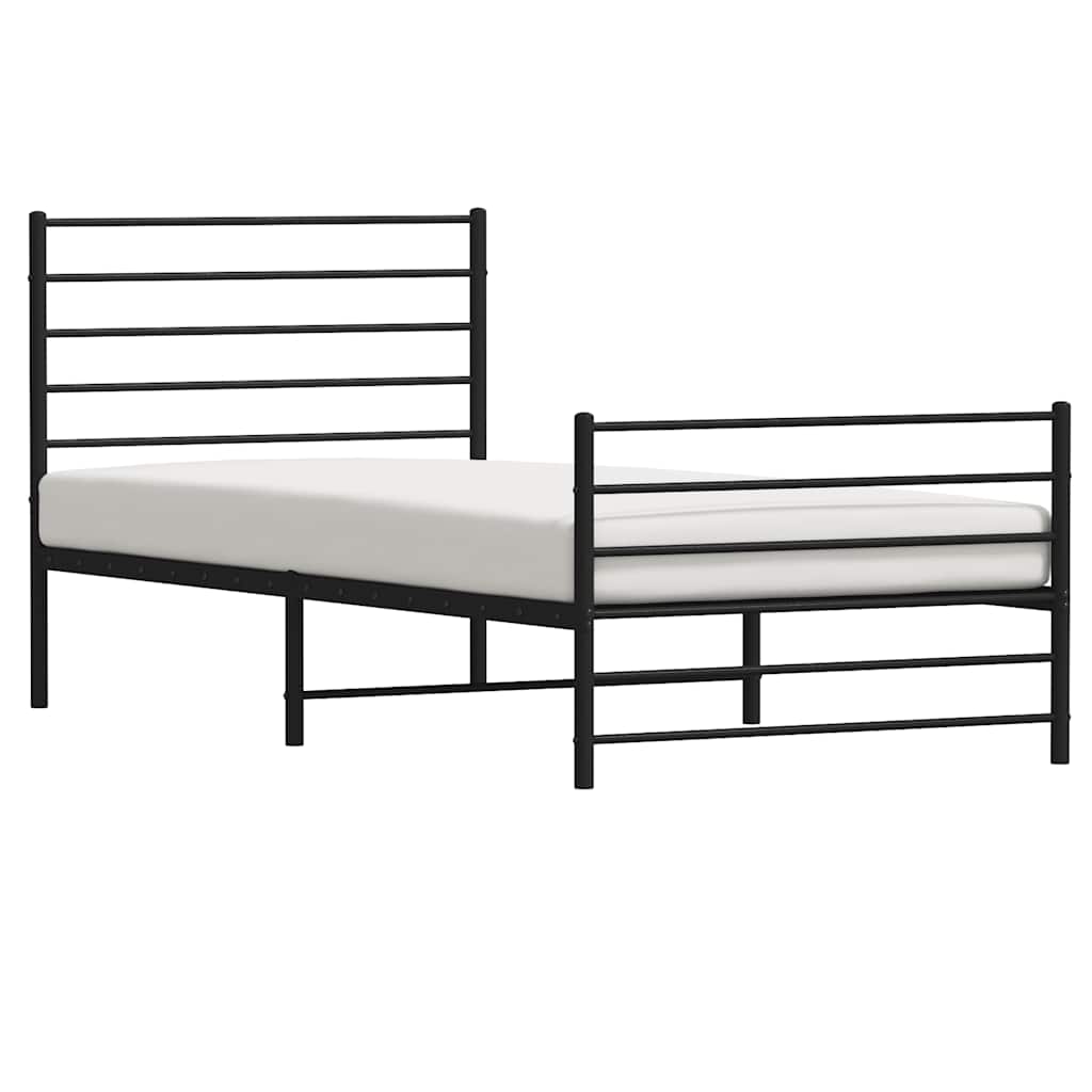 Giroletto con Testiera e Pediera Metallo Nero 90x200 cm | homemem39