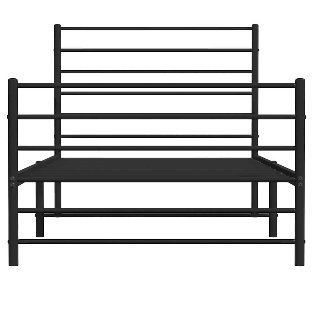 Giroletto con Testiera e Pediera Metallo Nero 90x200 cm | homemem39