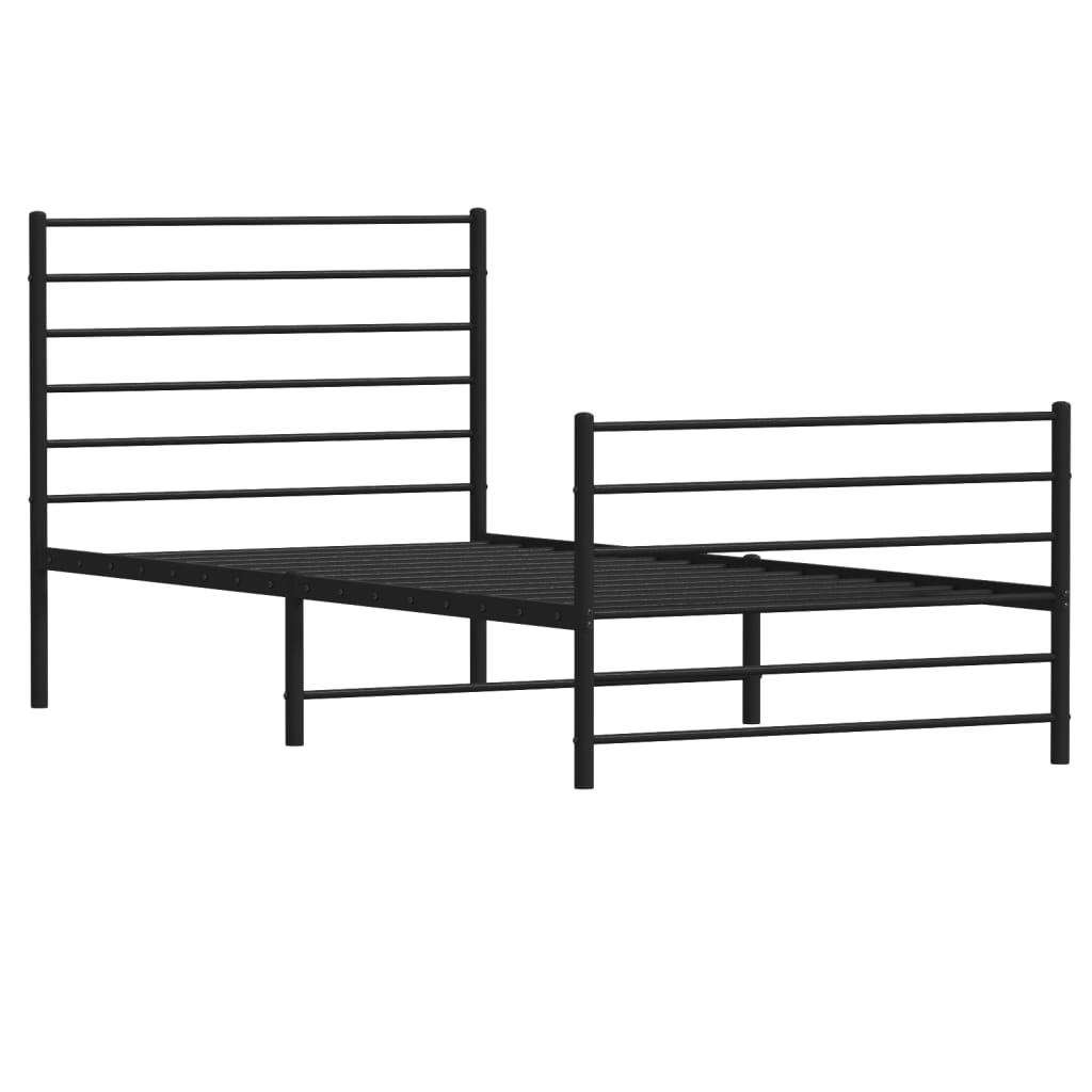 Giroletto con Testiera e Pediera Metallo Nero 107x203 cm - homemem39
