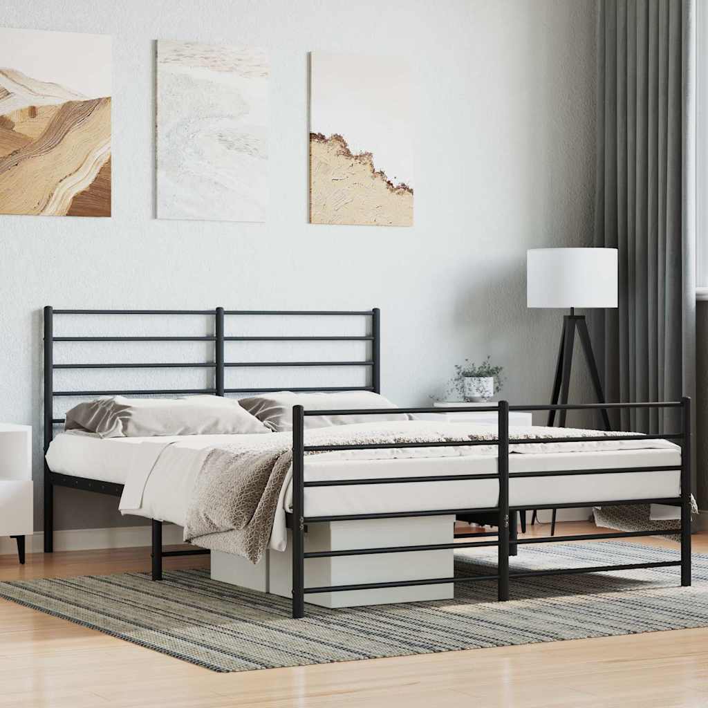 Giroletto con Testiera e Pediera Metallo Nero 140x200 cm | homemem39