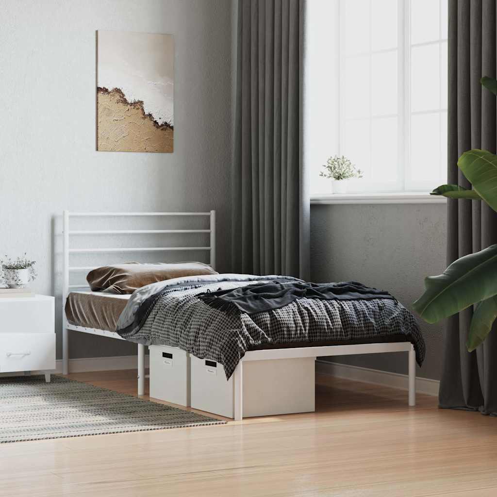 Giroletto con Testiera Metallo Bianco 90x190 cm | homemem39