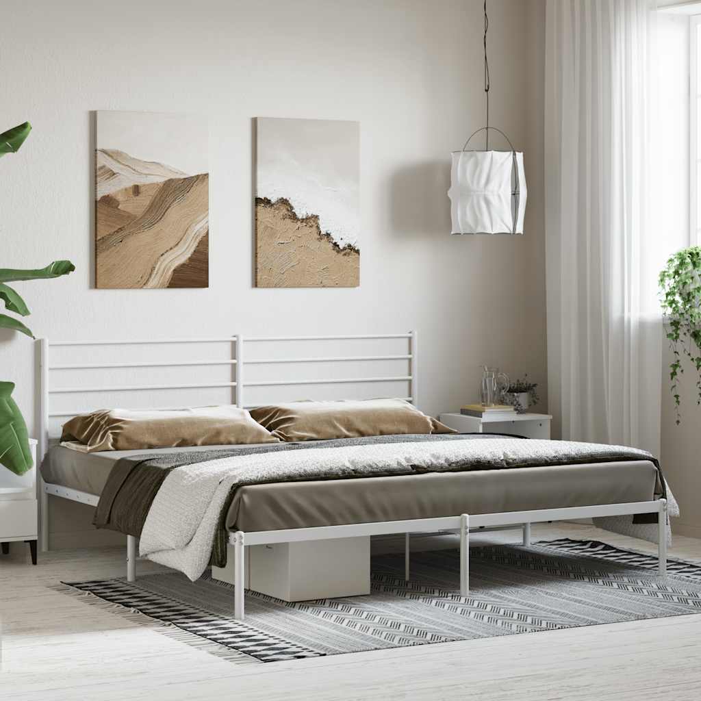 Giroletto con Testiera Metallo Bianco 200x200 cm | homemem39