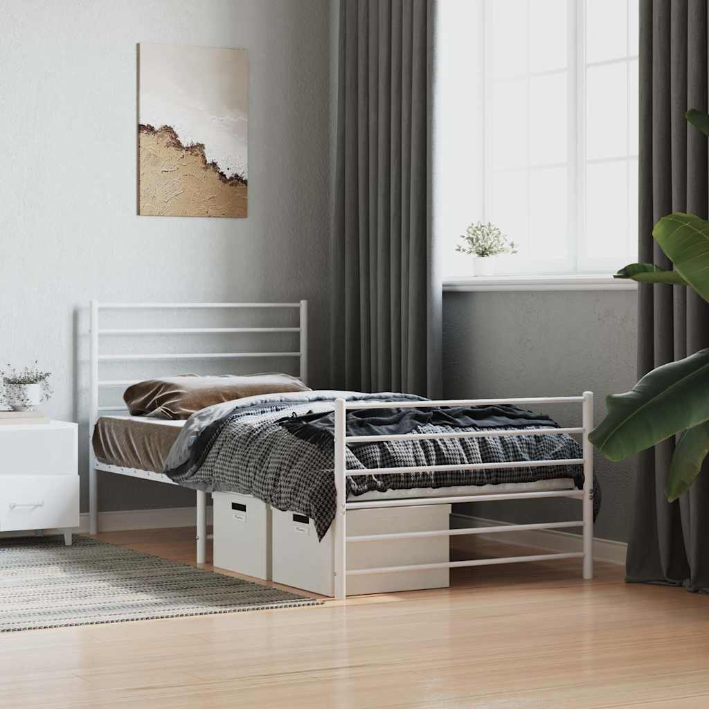 Giroletto con Testiera e Pediera Metallo Bianco 90x190 cm | homemem39