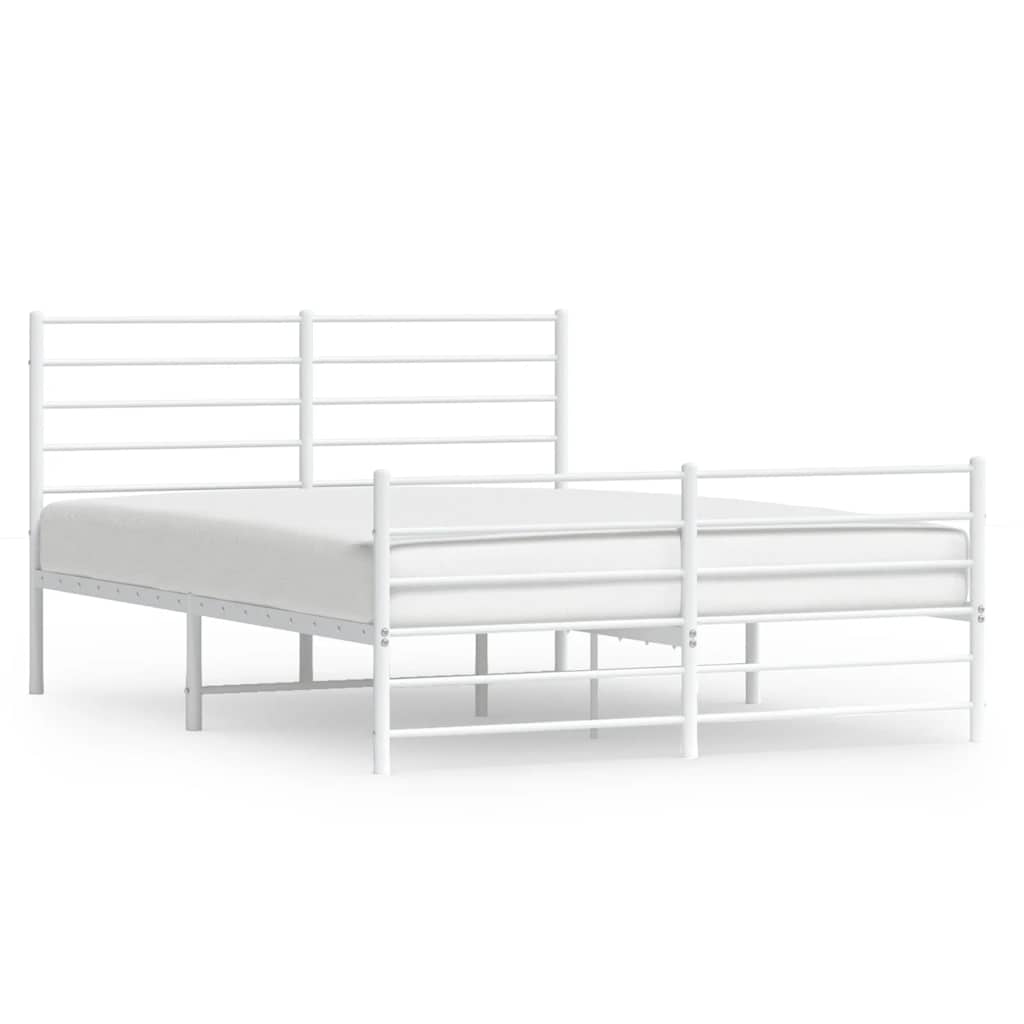 Giroletto con Testiera e Pediera Metallo Bianco 135x190 cm | homemem39