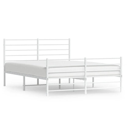 Giroletto con Testiera e Pediera Metallo Bianco 135x190 cm | homemem39