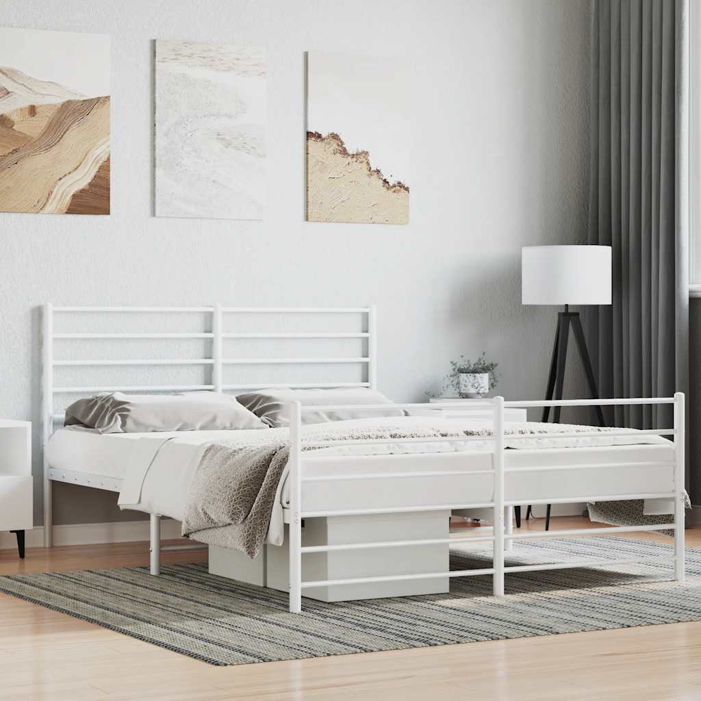Giroletto con Testiera e Pediera Metallo Bianco 140x190 cm | homemem39