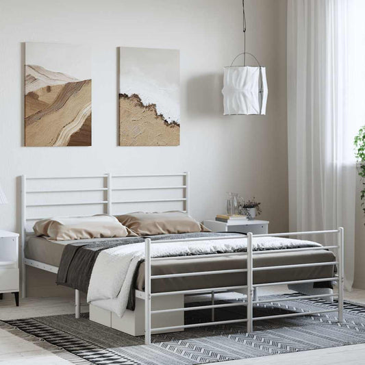Giroletto con Testiera e Pediera Metallo Bianco 150x200 cm | homemem39
