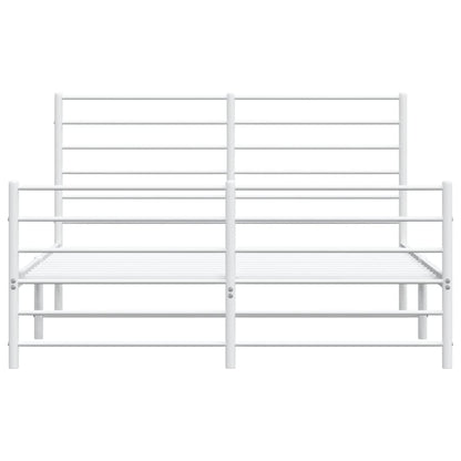 Giroletto con Testiera e Pediera Metallo Bianco 160x200 cm