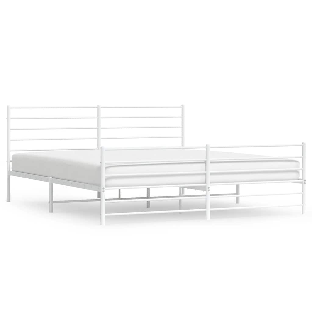 Giroletto con Testiera e Pediera Metallo Bianco 180x200 cm | homemem39