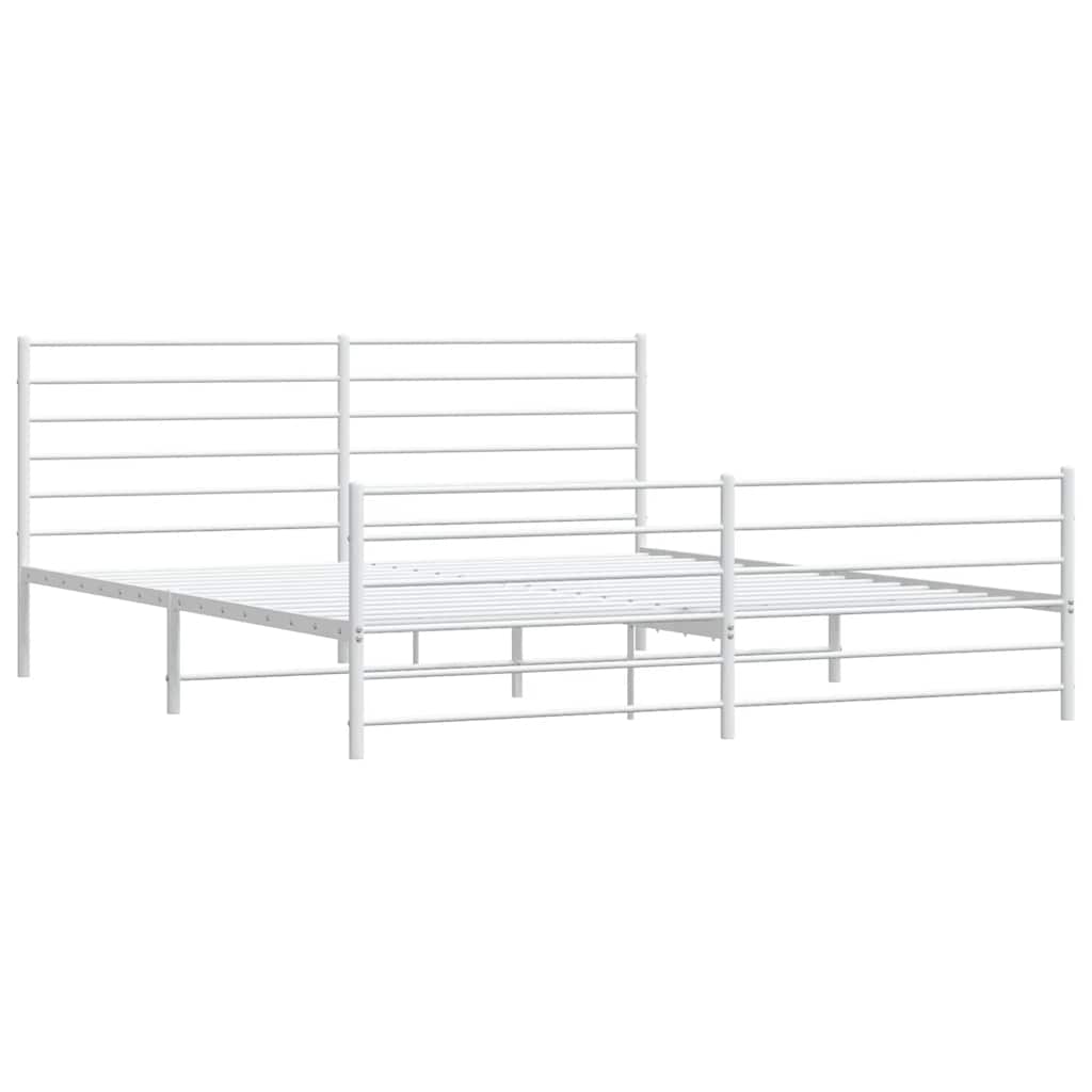 Giroletto con Testiera e Pediera Metallo Bianco 180x200 cm | homemem39
