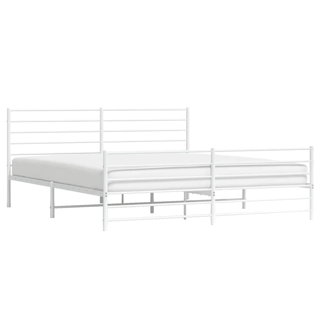 Giroletto con Testiera e Pediera Metallo Bianco 180x200 cm | homemem39