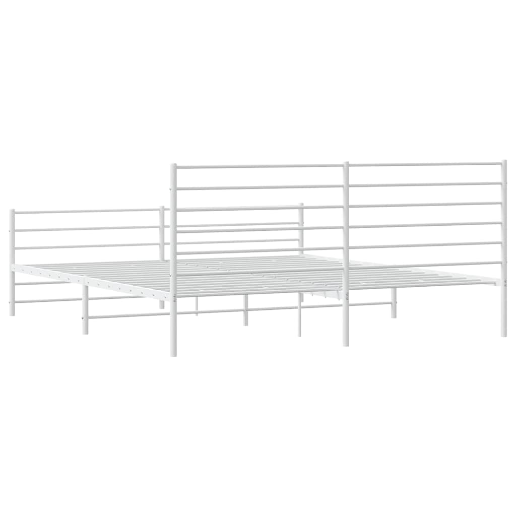 Giroletto con Testiera e Pediera Metallo Bianco 180x200 cm | homemem39