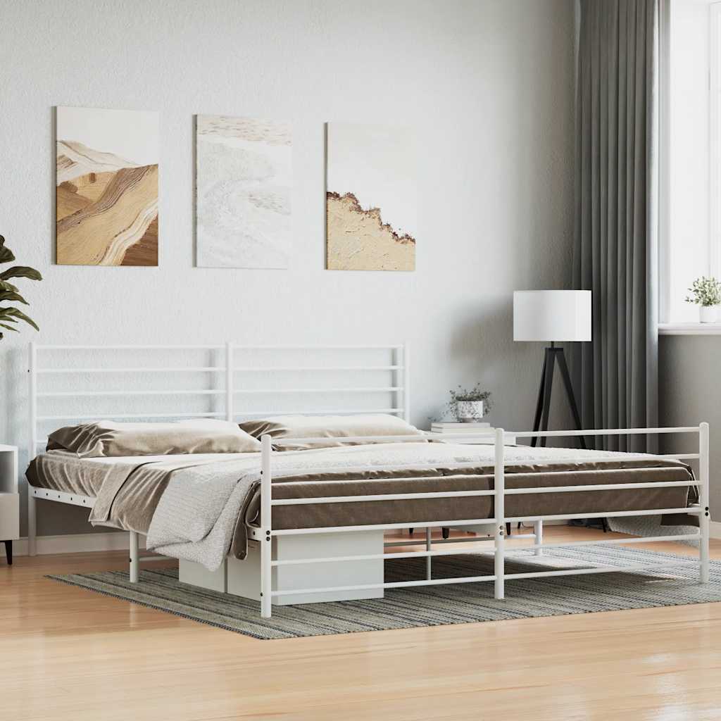 Giroletto con Testiera e Pediera Metallo Bianco 180x200 cm | homemem39