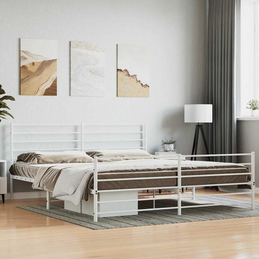 Giroletto con Testiera e Pediera Metallo Bianco 180x200 cm | homemem39
