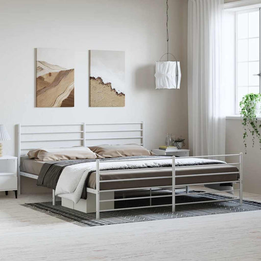Giroletto con Testiera e Pediera Metallo Bianco 183x213 cm | homemem39