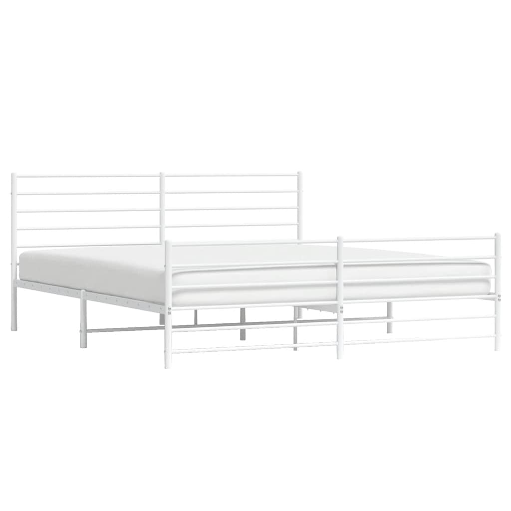Giroletto con Testiera e Pediera Metallo Bianco 193x203 cm | homemem39