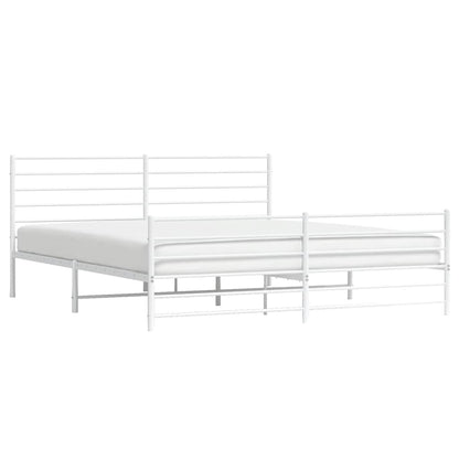 Giroletto con Testiera e Pediera Metallo Bianco 193x203 cm | homemem39