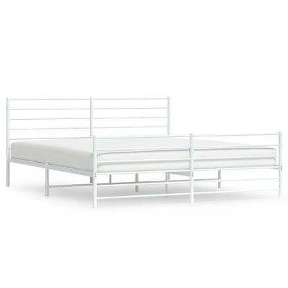Giroletto con Testiera e Pediera Metallo Bianco 200x200 cm | homemem39