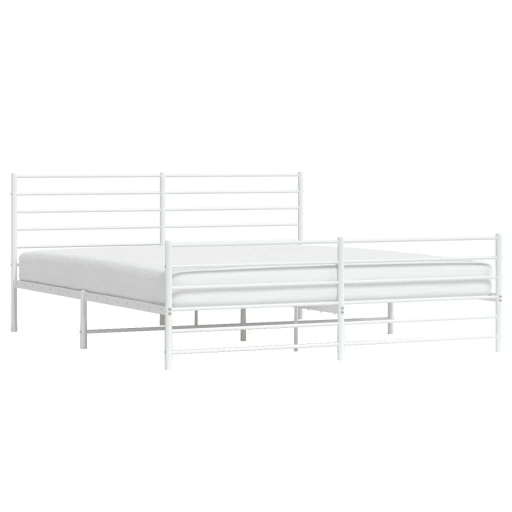 Giroletto con Testiera e Pediera Metallo Bianco 200x200 cm | homemem39