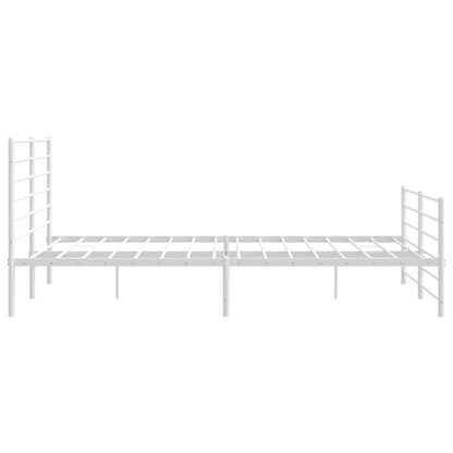 Giroletto con Testiera e Pediera Metallo Bianco 200x200 cm | homemem39