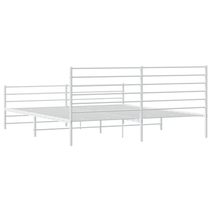 Giroletto con Testiera e Pediera Metallo Bianco 200x200 cm | homemem39