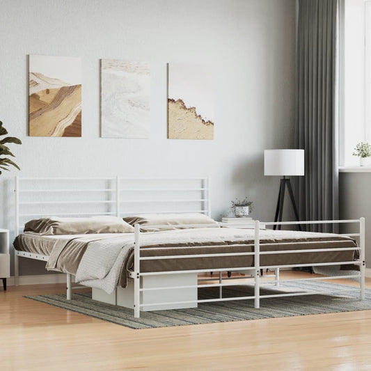 Giroletto con Testiera e Pediera Metallo Bianco 200x200 cm | homemem39