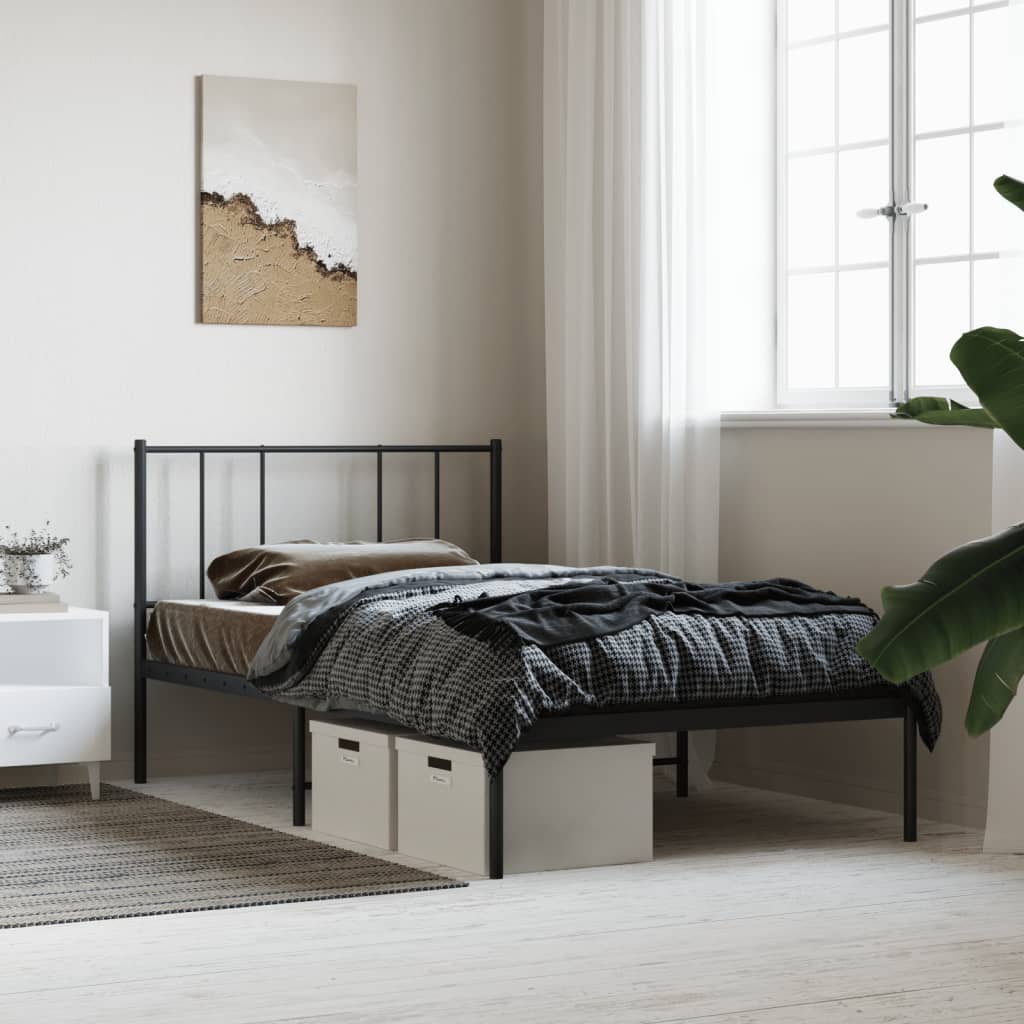 Giroletto con Testiera Metallo Nero 100x200 cm | homemem39