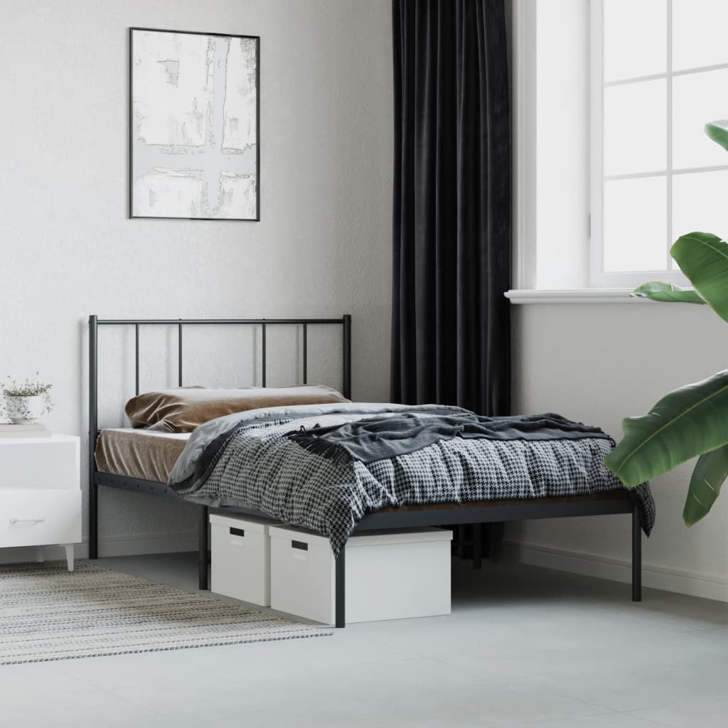 Giroletto con Testiera in Metallo Nero 107x203 cm | homemem39