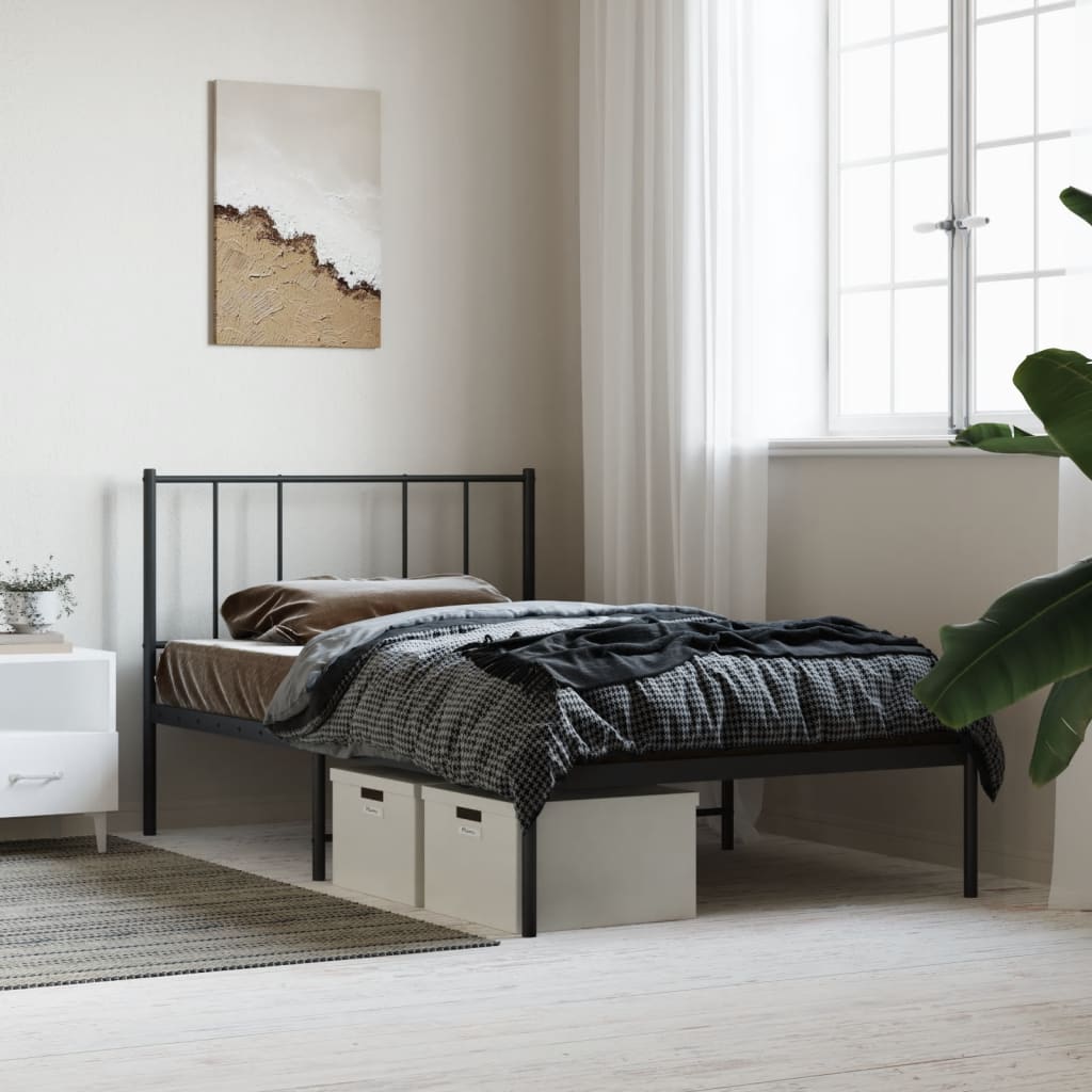 Giroletto con Testiera in Metallo Nero 107x203 cm | homemem39