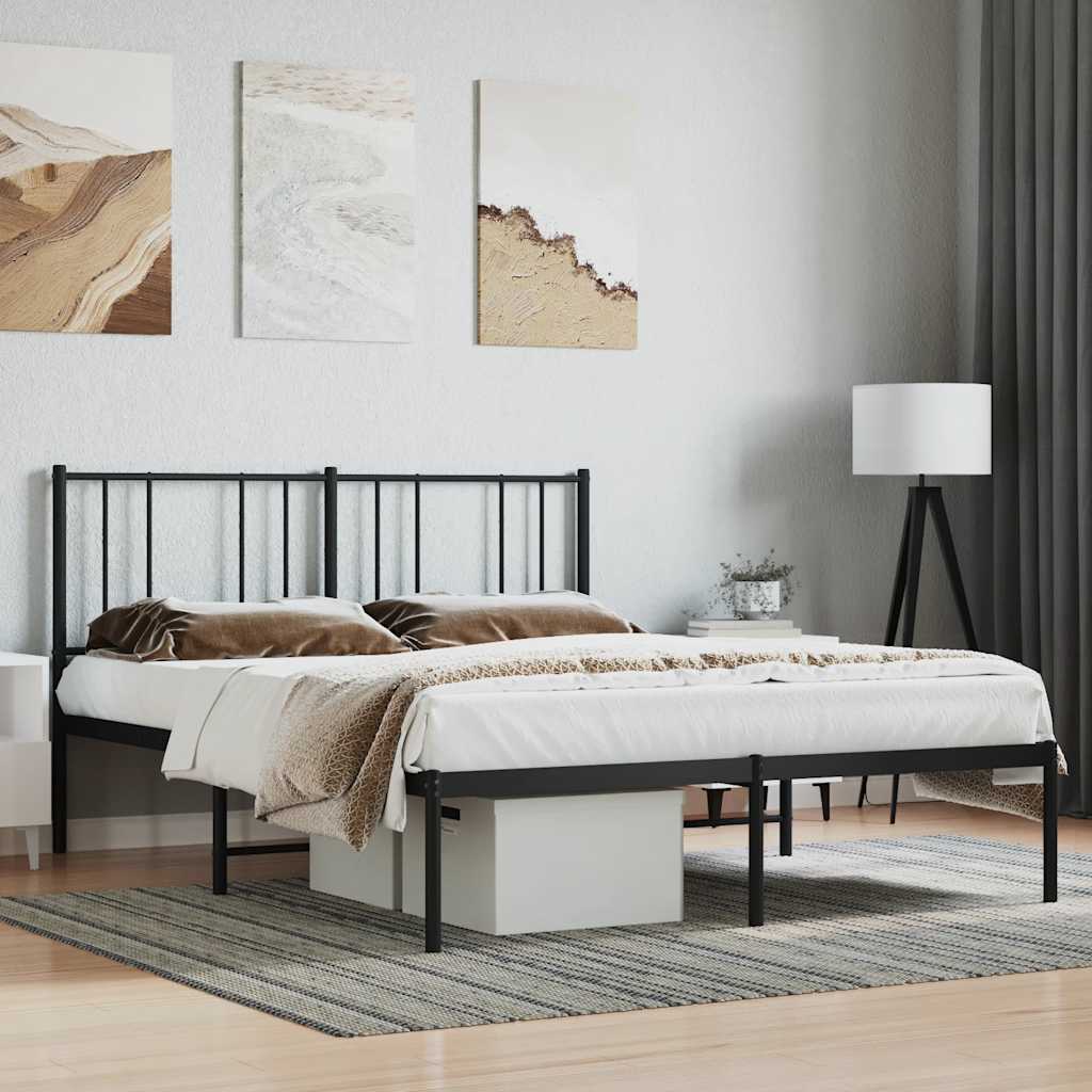 Giroletto con Testiera in Metallo Nero 160x200 cm | homemem39