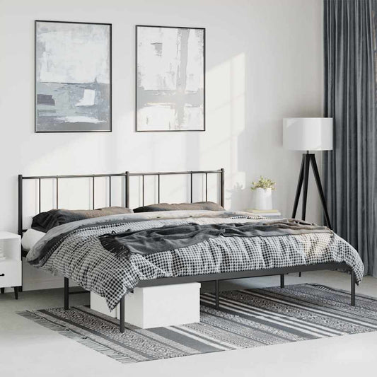 Giroletto con Testiera in Metallo Nero 193x203 cm | homemem39