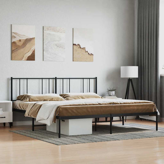 Giroletto con Testiera in Metallo Nero 200x200 cm | homemem39