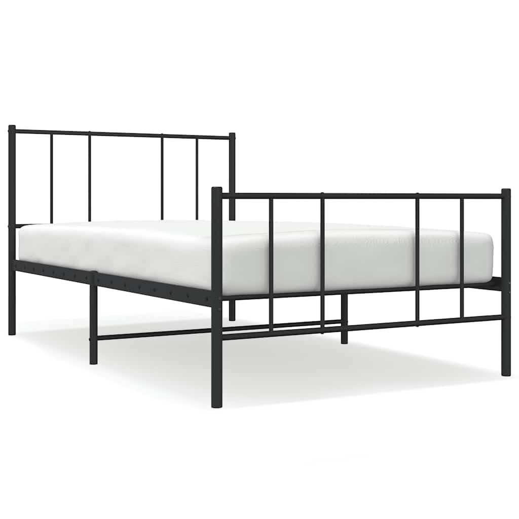 Giroletto con Testiera e Pediera Metallo Nero 75x190 cm | homemem39