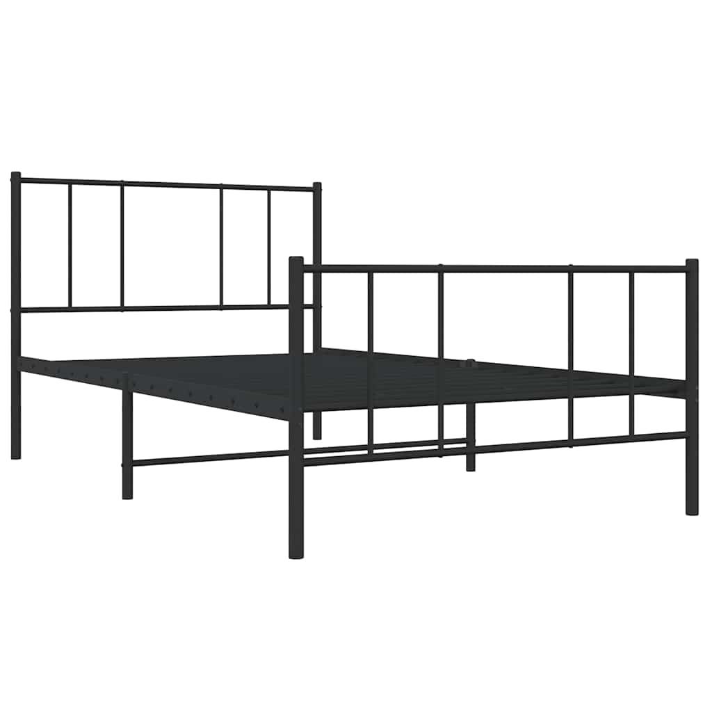Giroletto con Testiera e Pediera Metallo Nero 75x190 cm | homemem39