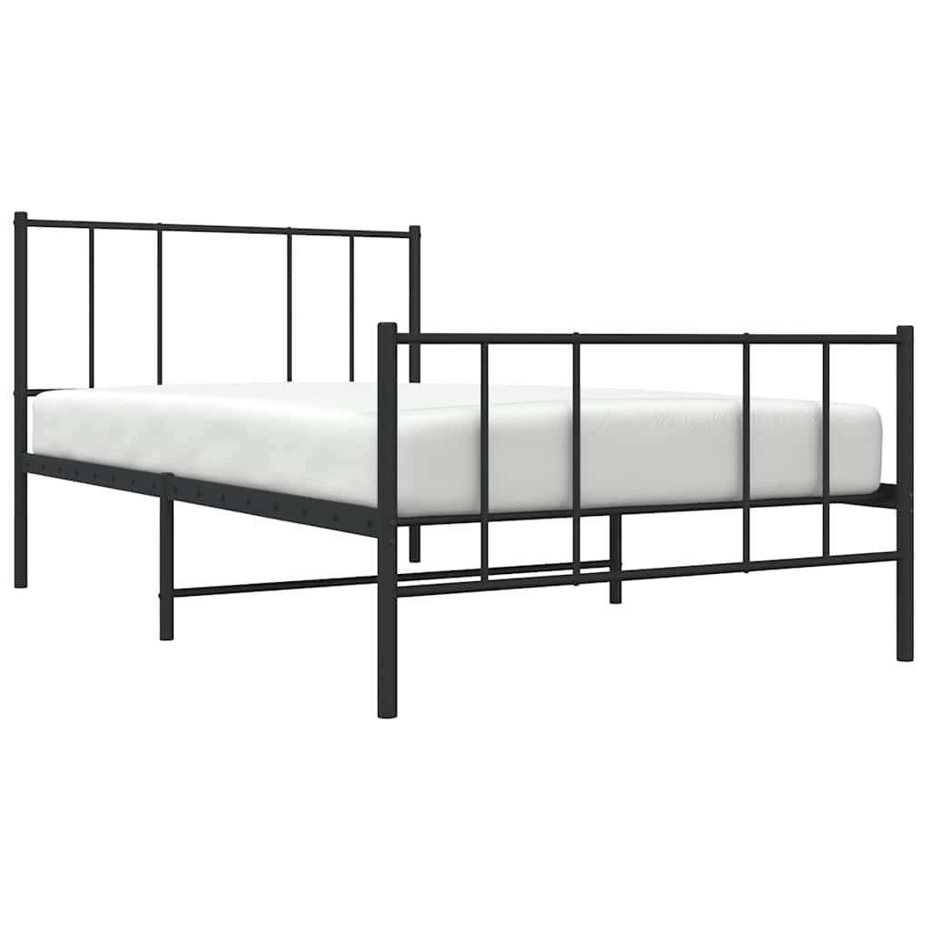 Giroletto con Testiera e Pediera Metallo Nero 75x190 cm | homemem39