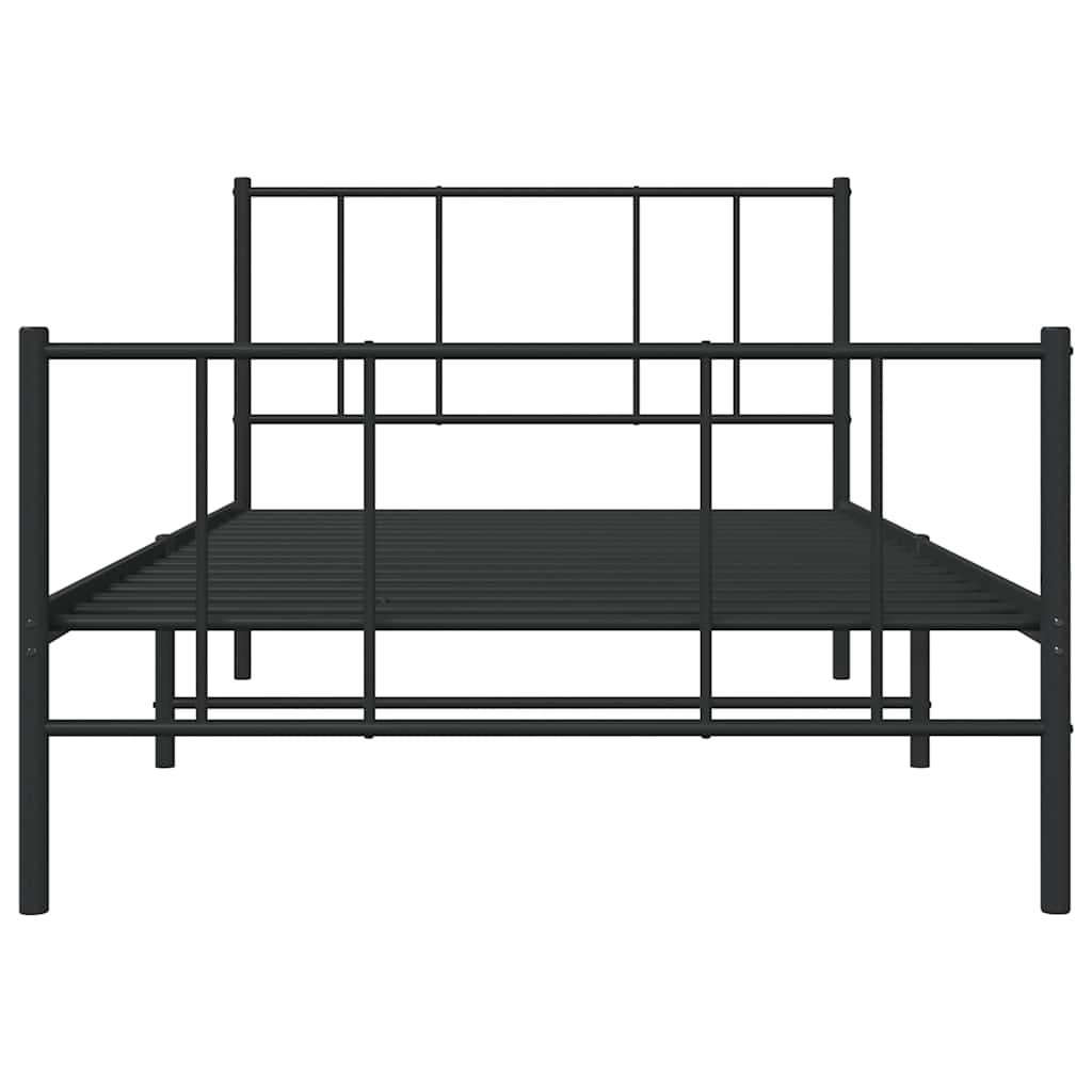Giroletto con Testiera e Pediera Metallo Nero 75x190 cm | homemem39